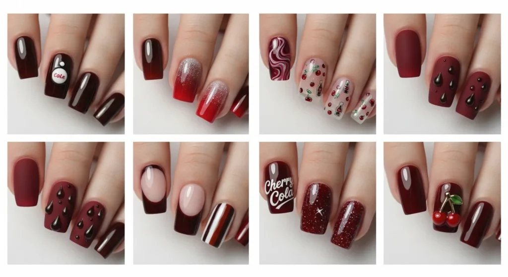 10 Cherry Cola Nail Ideas Trendy & Chic Designs