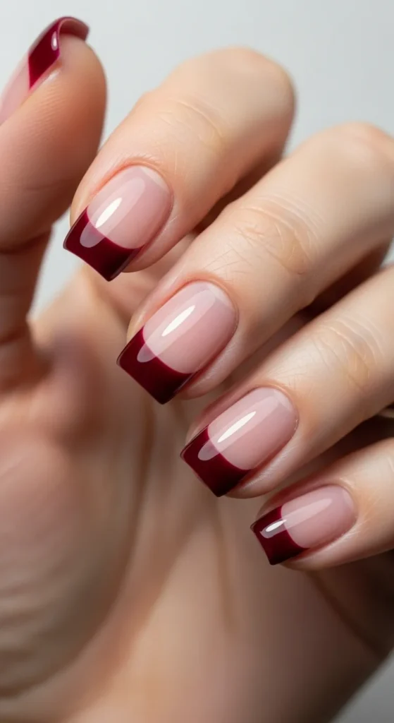 Burgundy Micro French Tips