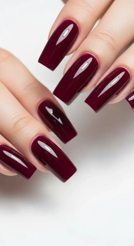 Burgundy Square Nails