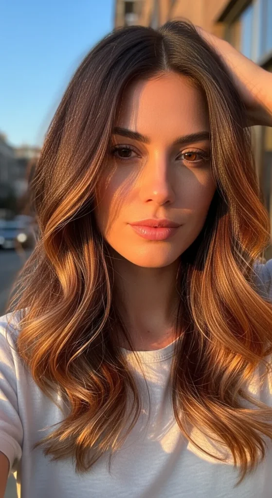 Caramel Balayage on Brunette Hair