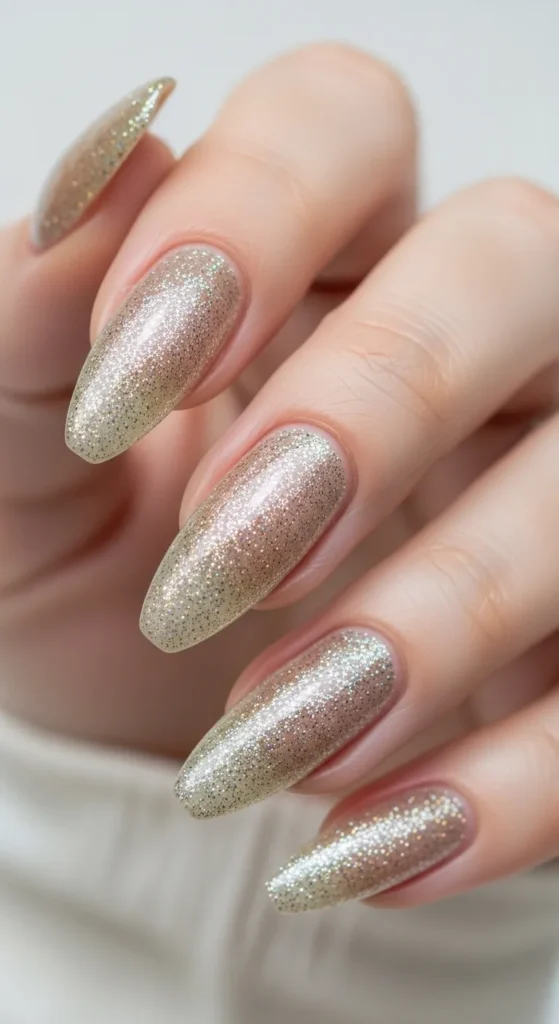 Champagne Glitter Nails