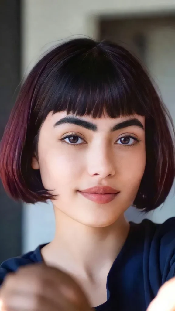 Chin-Length Bob With Blunt Baby Bangs