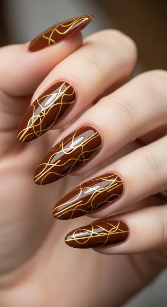 Chocolate Brown with Gold Lines