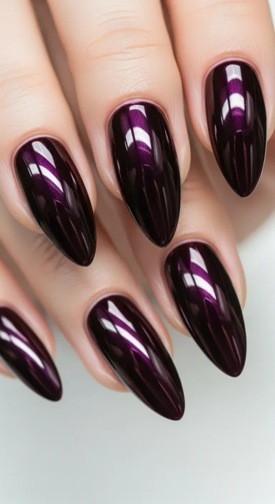 Dark Burgundy Chrome Nails