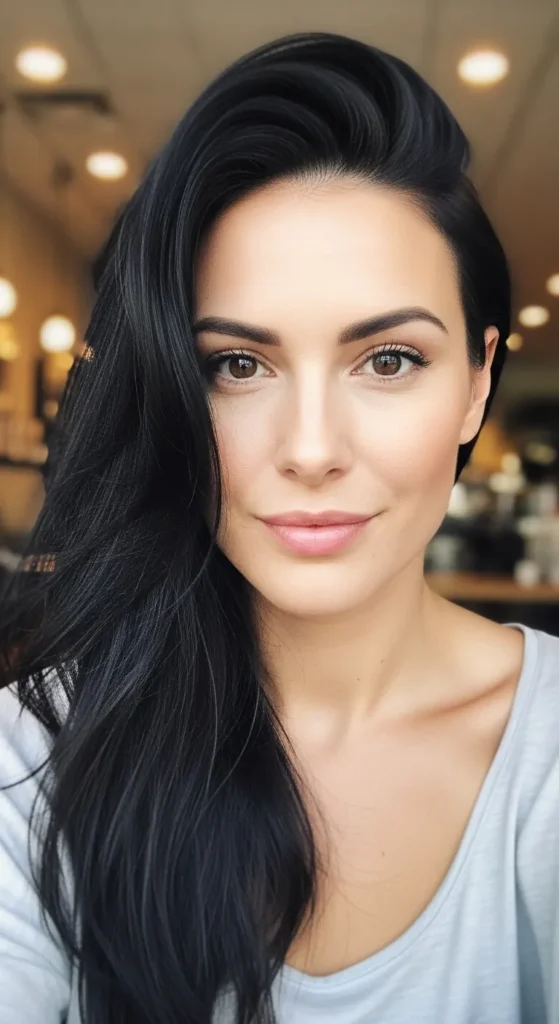 Deep Side Part + Sleek Straight Hair