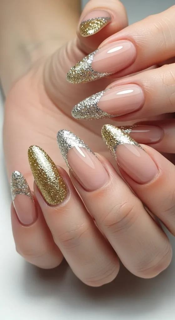 Glitter Accent French Mani