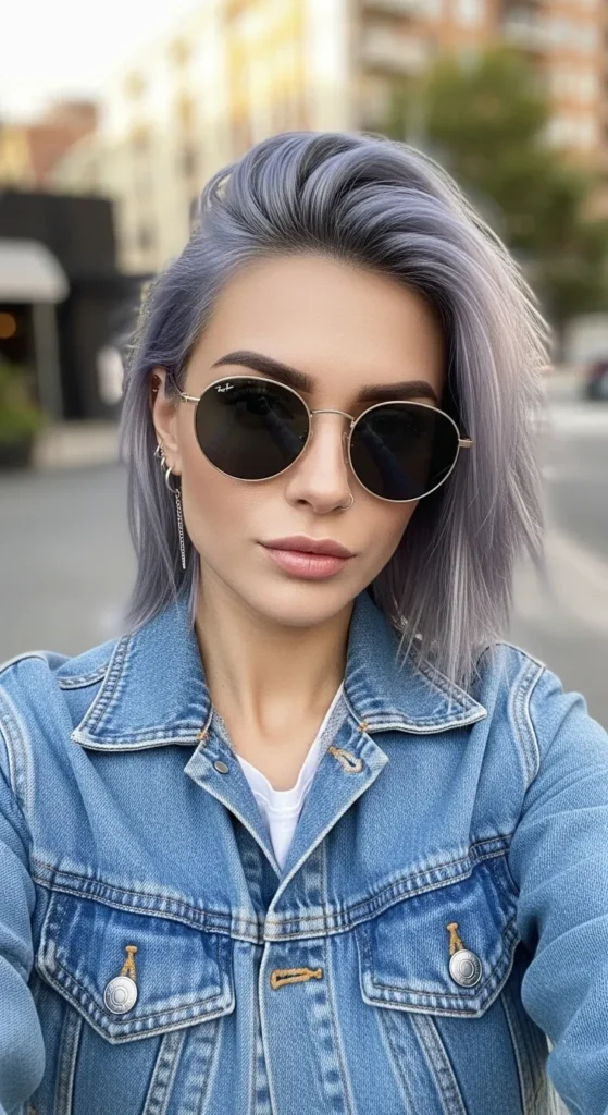 Gunmetal Silver Straight Hair