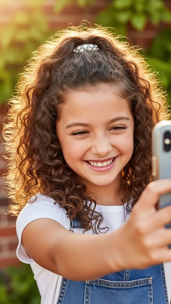 Half-Up Curly Waterfall