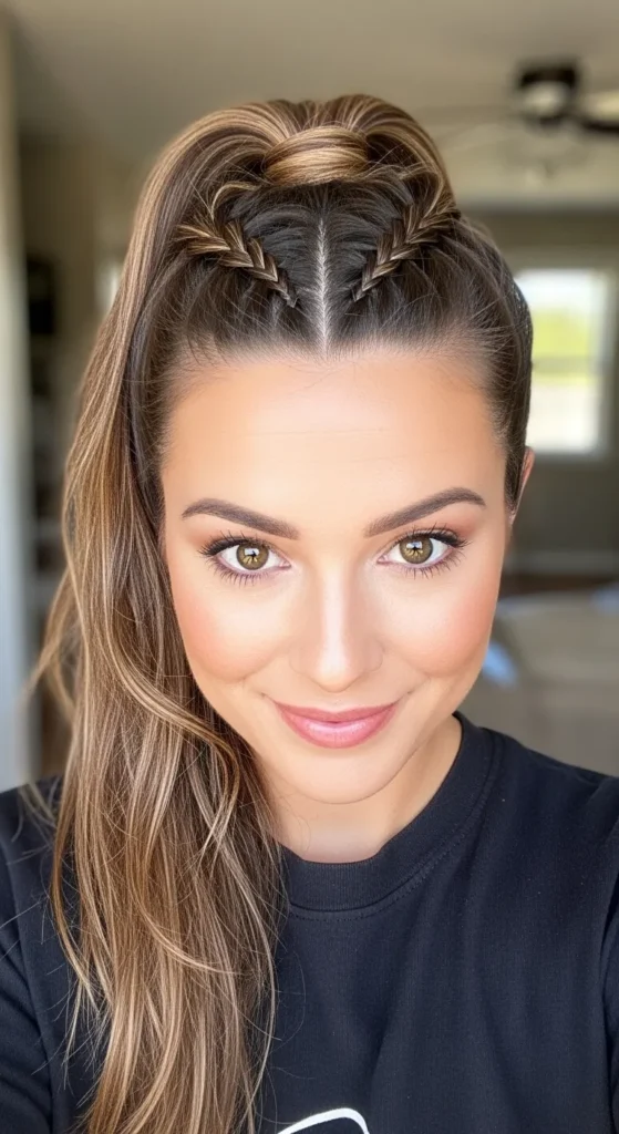 High Ponytail with Braided Base
