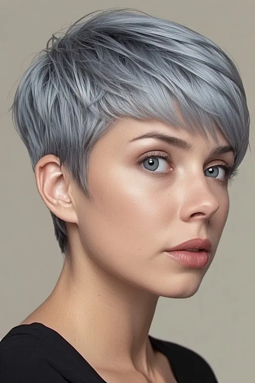 Icy Silver Pixie with Minimalist Chic