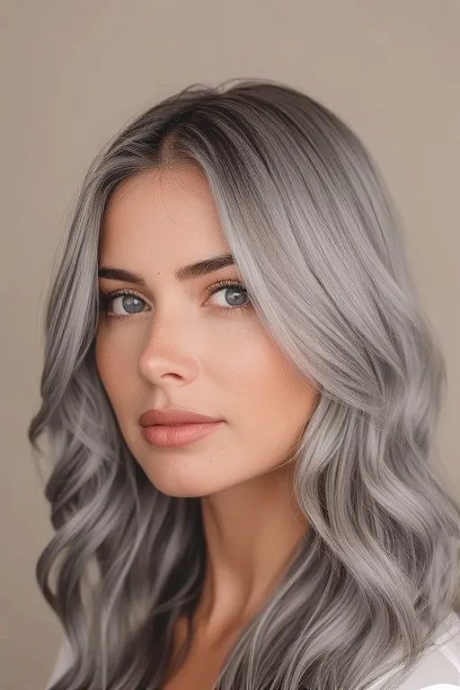 Long Silver Waves with Soft Glam Energy