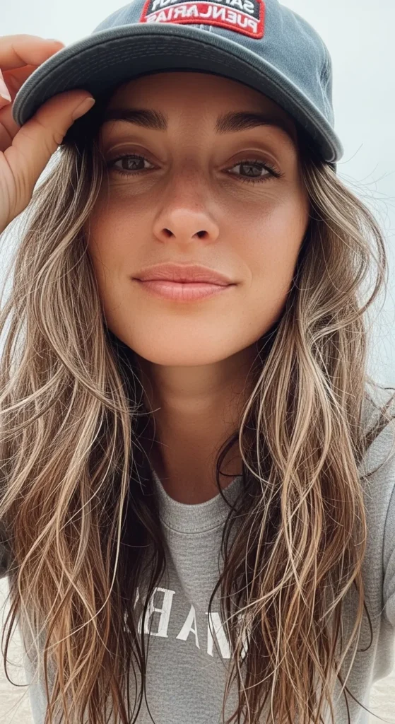 Loose Beach Waves + Baseball Cap