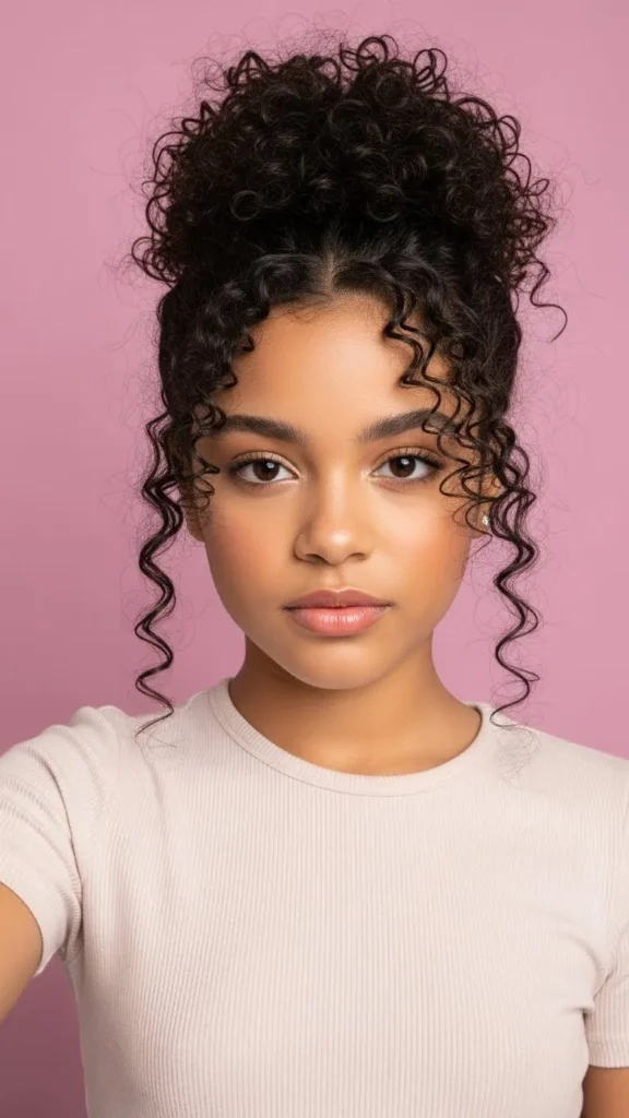 Low Curly Bun With Face-Framing Tendrils