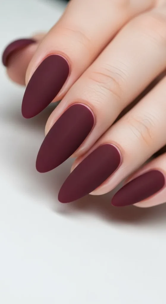 Matte Burgundy Nails