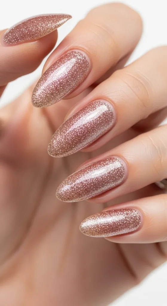 Rose Gold Glitter Nails