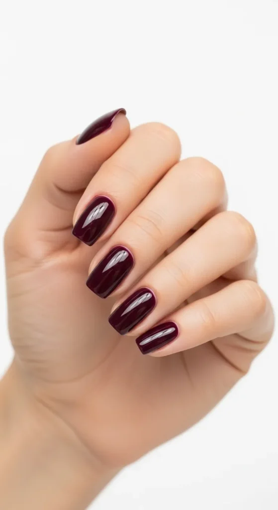 Short Dark Burgundy Nails