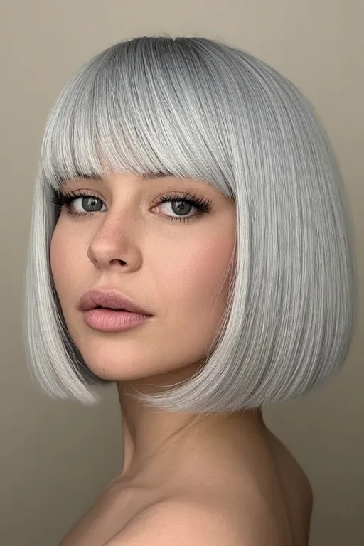 Silver Bob with a Blunt Cut