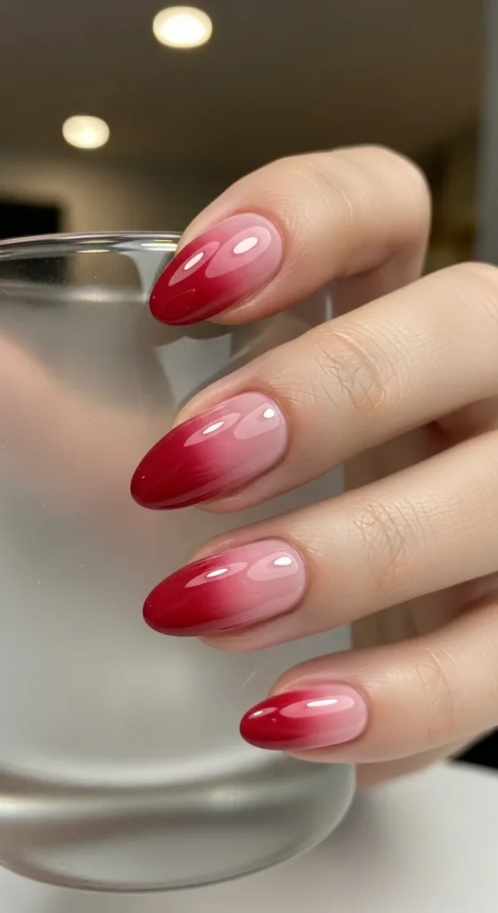 Soft Red Ombré Nails