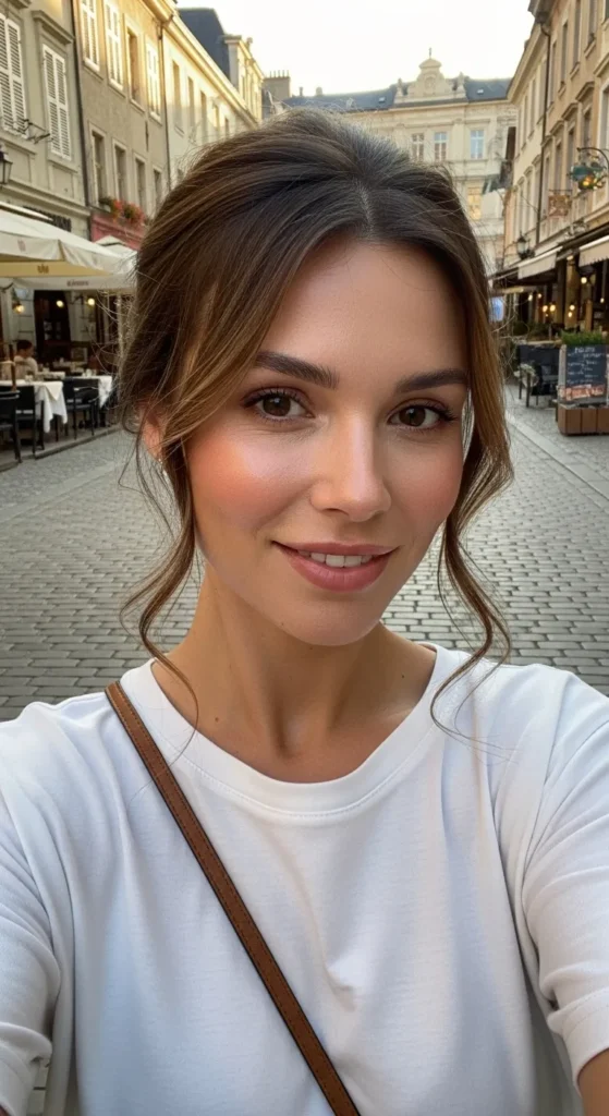 Soft Romantic Updo with Loose Pieces