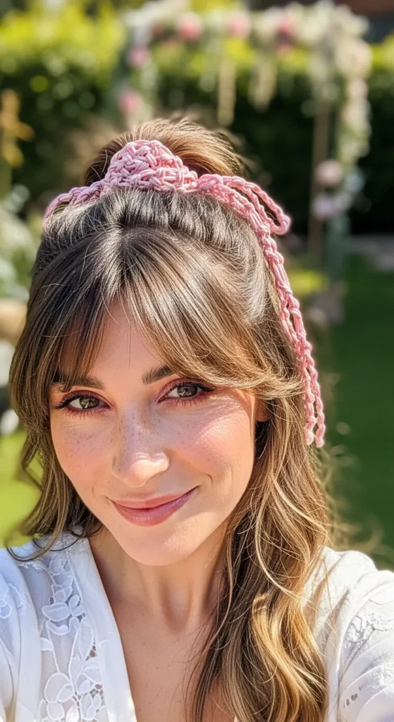 The Ribbon-Wrapped Half-Up With Airy Fringe