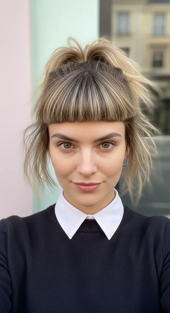 The Textured Mini-Pony With Blunt Bangs