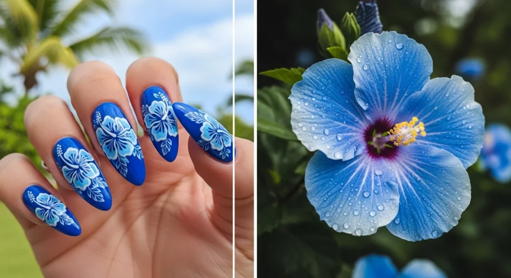 16 Blue Hibiscus Nail