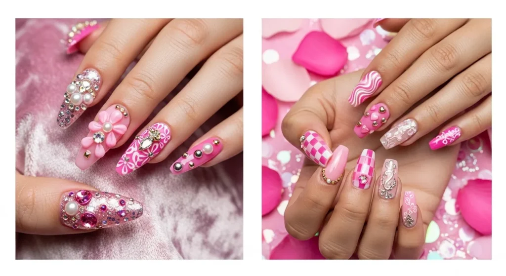 16 Pink Maximalist Nails