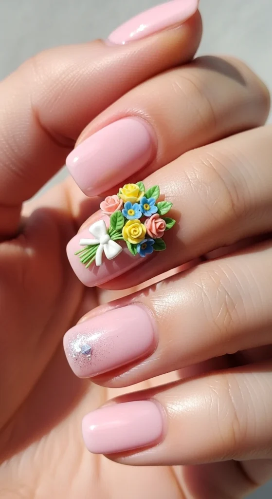 Adorable Accent Nail Bouquet