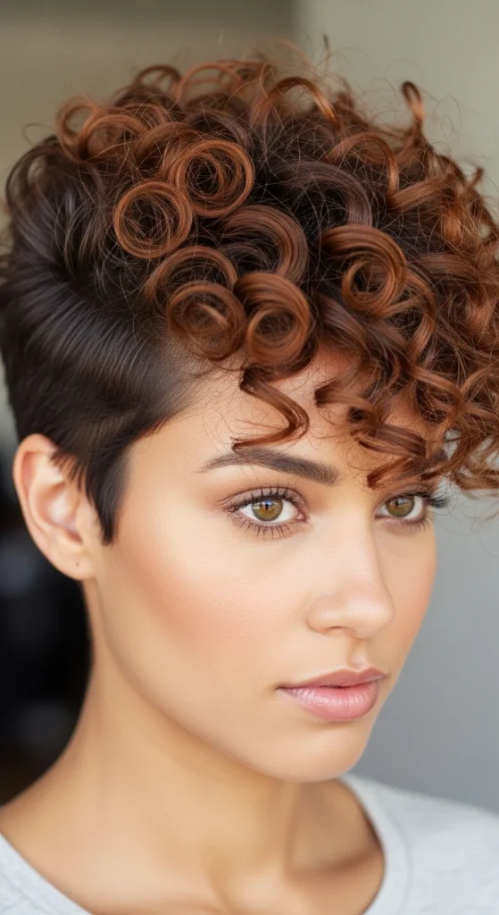 Auburn Brown Curly Top Pixie