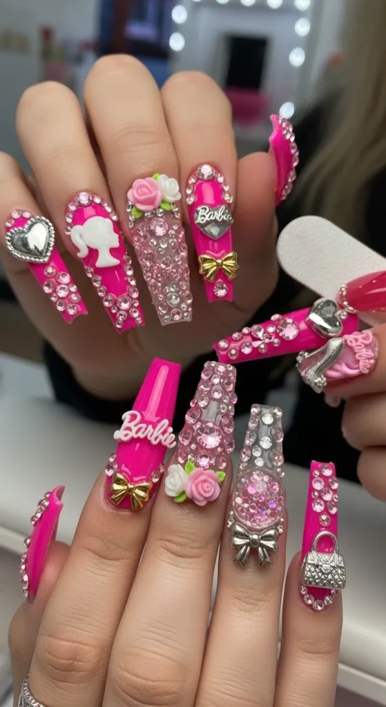 Barbiecore 3D Nail Art