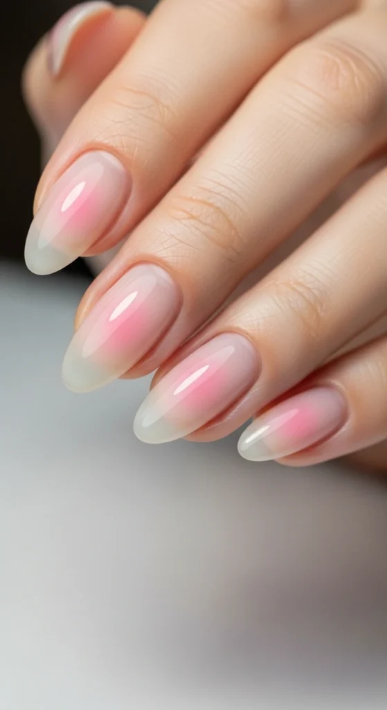 Barely-There Pink Aura Nails