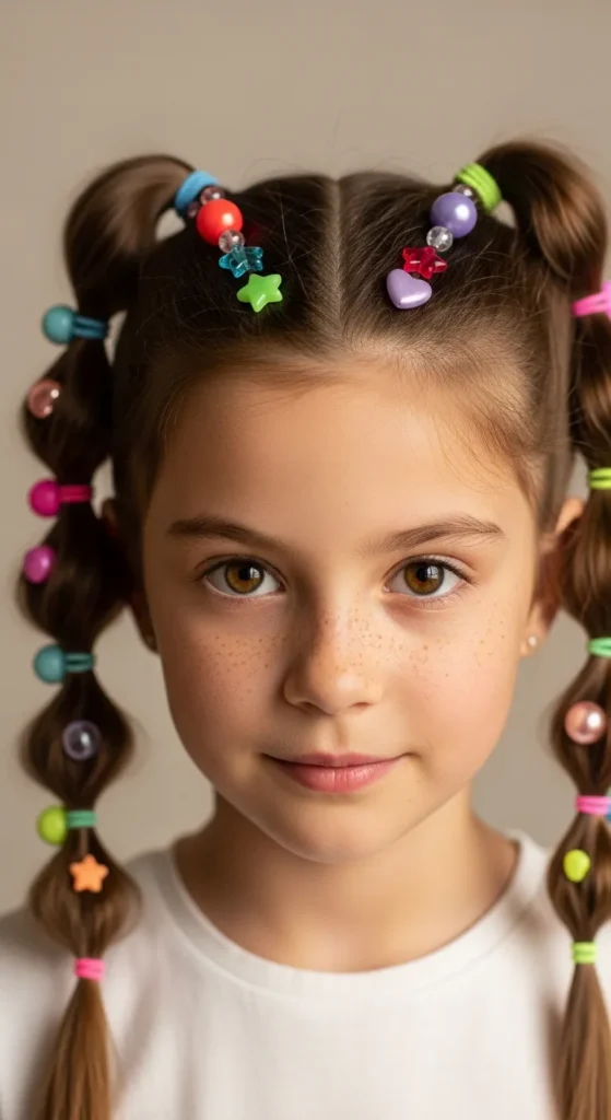 Beaded Bubble Ponytails