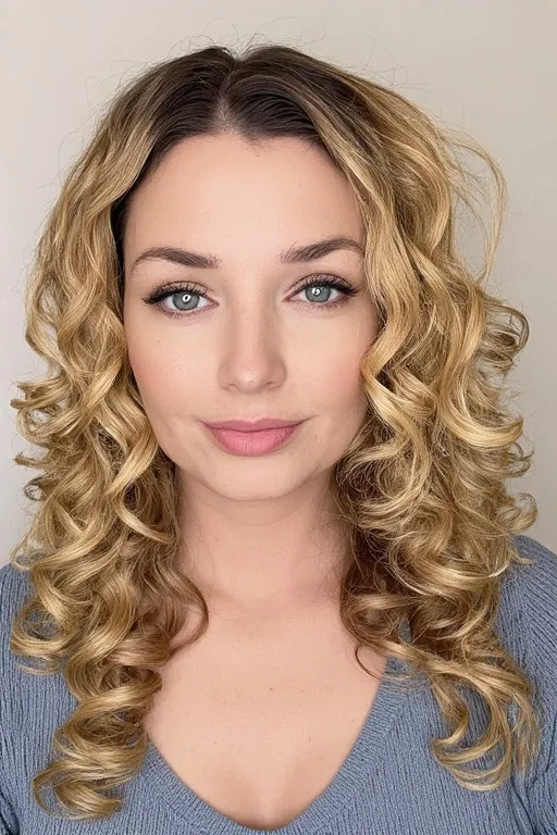 Blonde Curls With Dark Root Definition