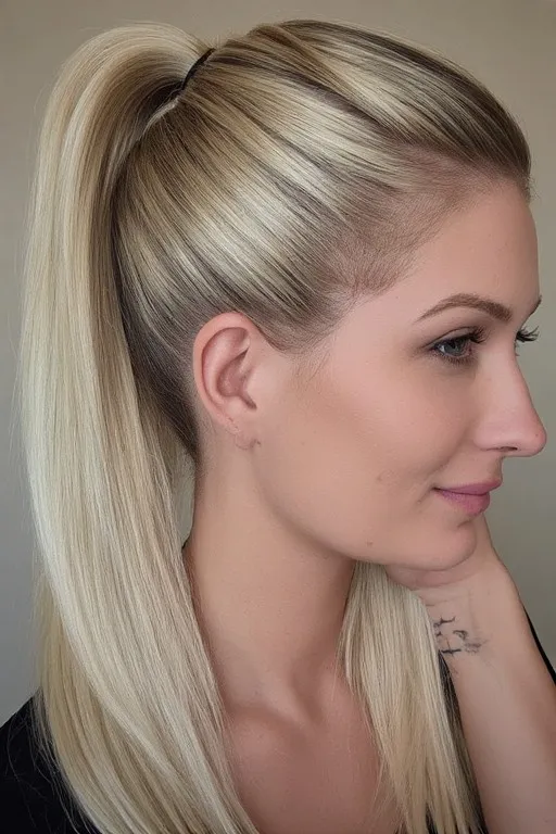Blonde Ponytail With Statement Roots