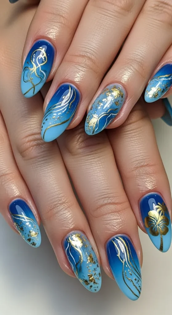 Blue Hawaii with Gold Foil Accents