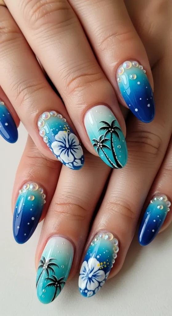 Blue Hawaii with Pearl Details