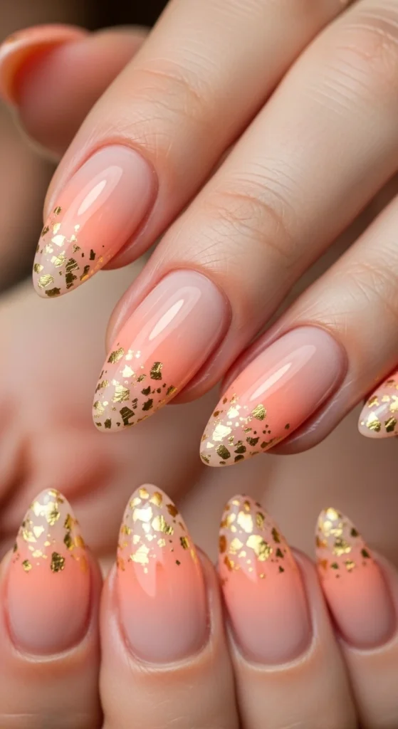 Blushing Peach Aura with Gold Micro-Flakes