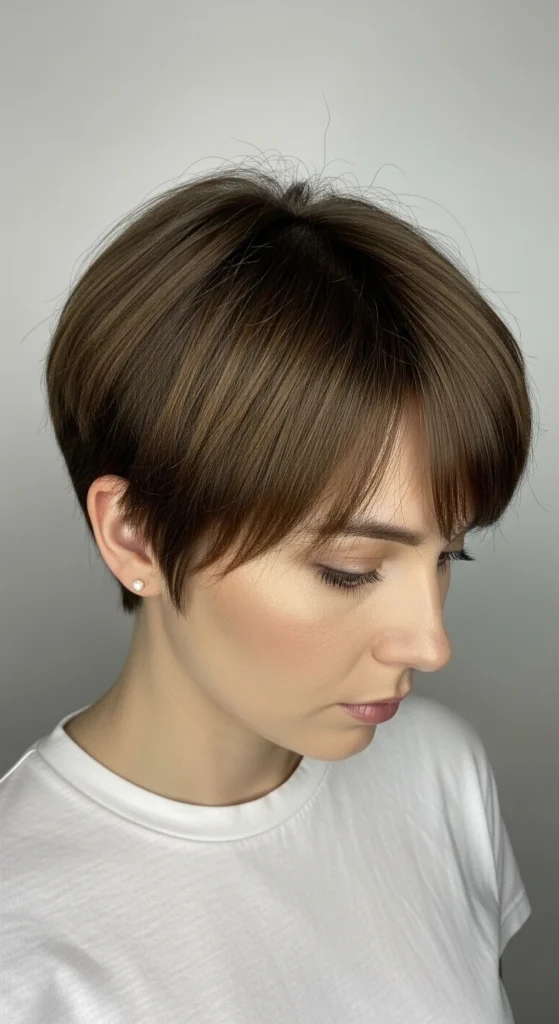Brown Pixie with Shaved Nape