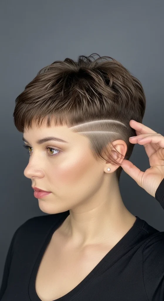 Brown Pixie with Undercut Design