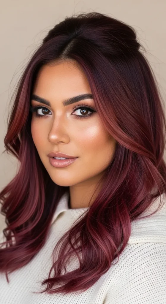 Burgundy Balayage & Cozy Knit Prep