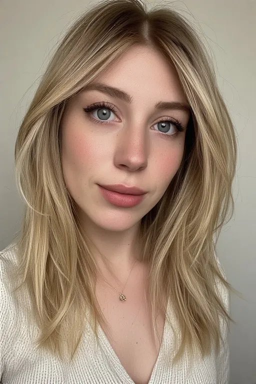 Butter Blonde With Soft Shadow Roots