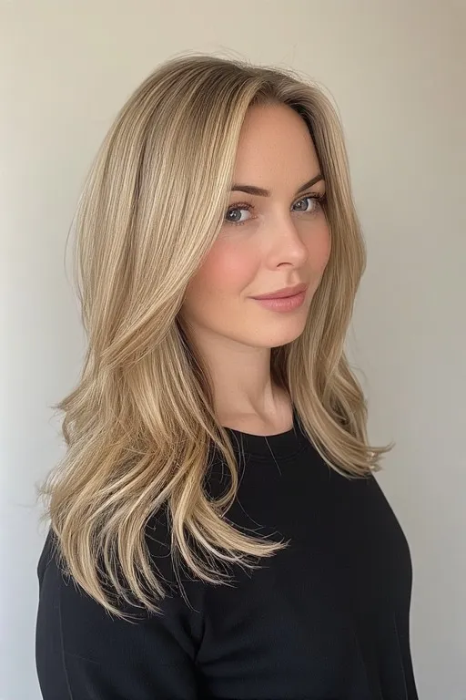 Champagne Blonde With Root Smudge
