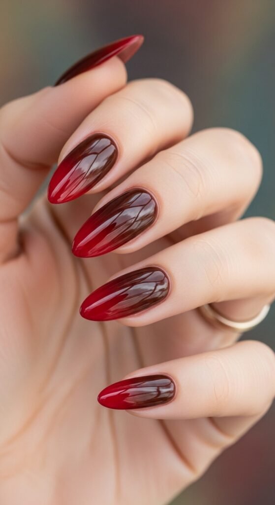 Cherry Mocha Ombré Nails