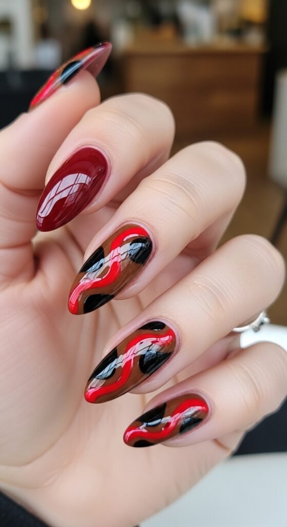 Cherry Mocha Tortoiseshell Nails