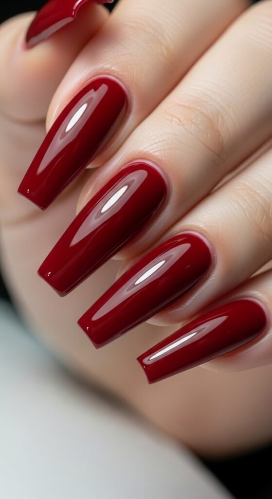Cherry Red Coffin Nails