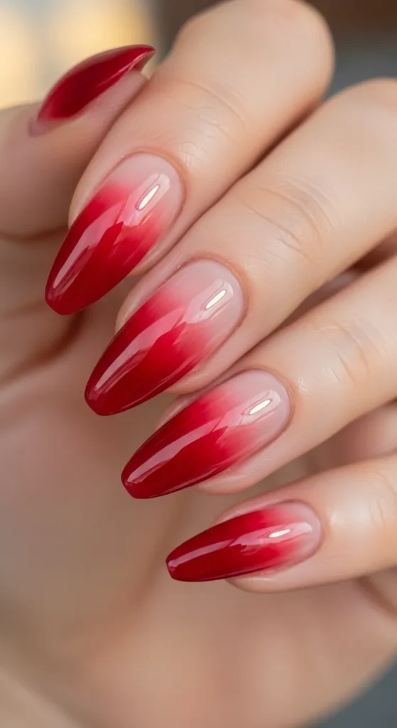Cherry Red Ombré Nails
