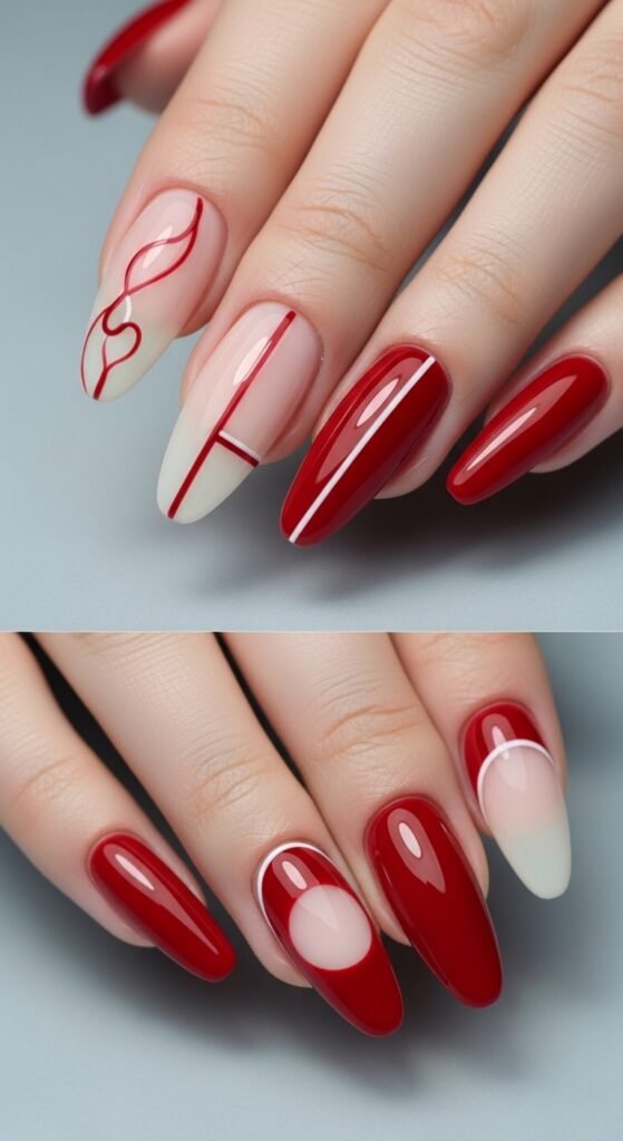 Cherry Red with Negative Space Design nail