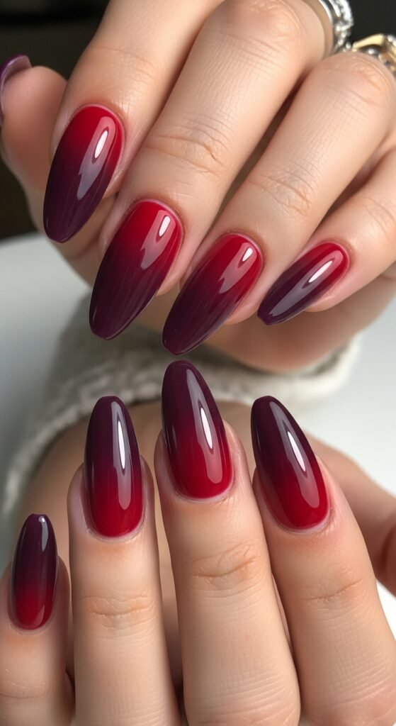 Cherry Wine Ombré Nails