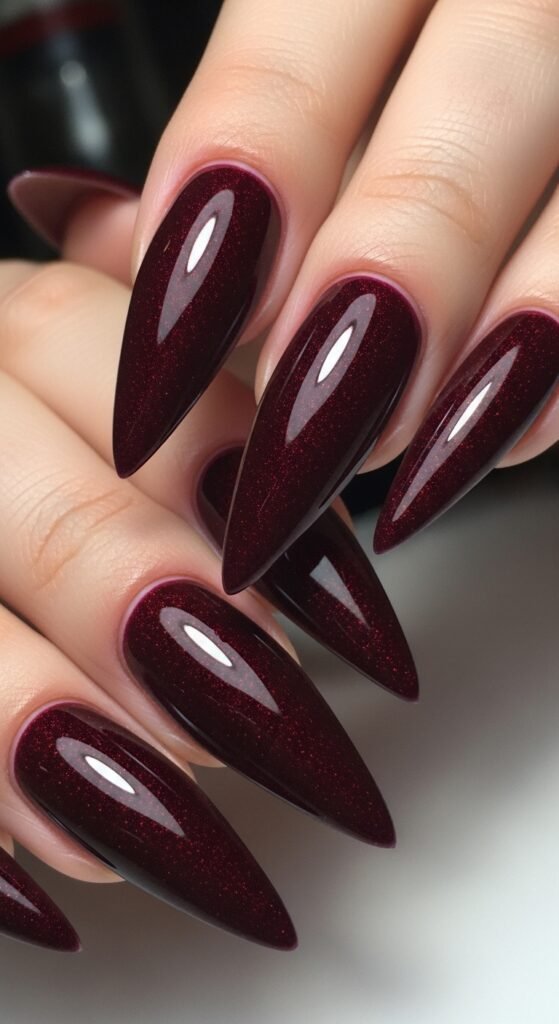 Cherry Wine Stiletto Nails Nails