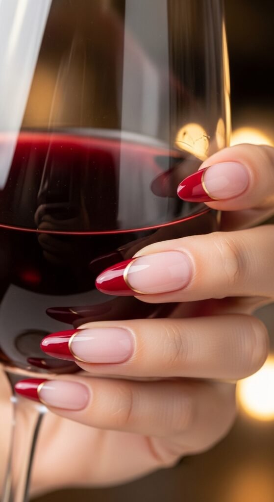 Cherry Wine with Negative Space Nails